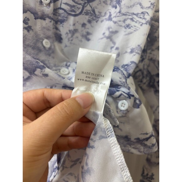 MOTEL KELLY SHIRT 20'S CHERUB WHITE BLUE long sleeve CROP top blouse S - Picture 9 of 11